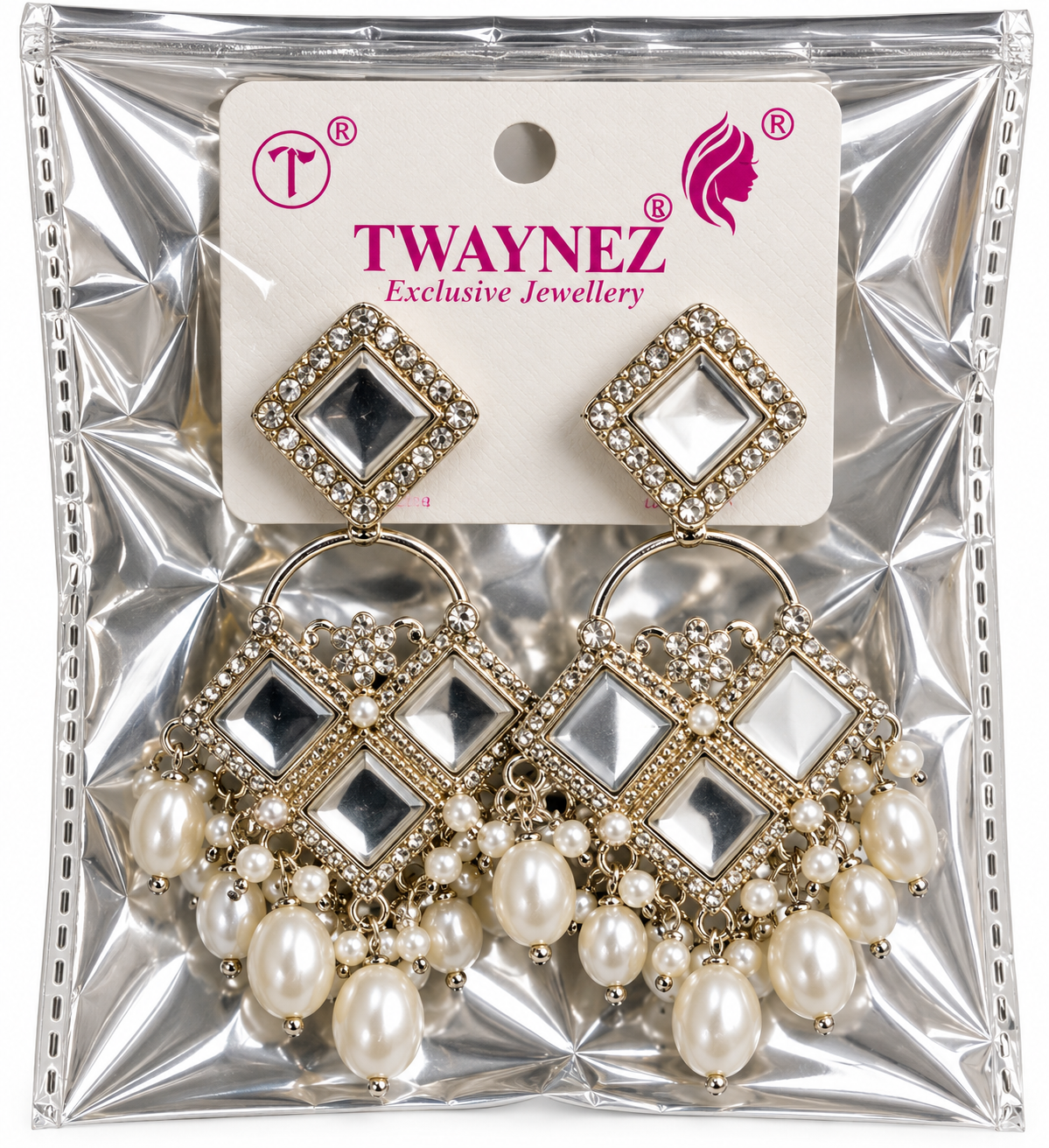 Royal Golden Pearl Chandbali Earrings
