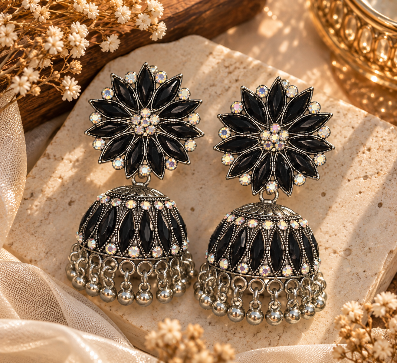 Midnight Black Oxidized Jhumka
