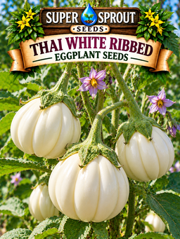 🍆THAI WHITE RIBBED EGGPLANT🍆 x 15 seeds ⁸