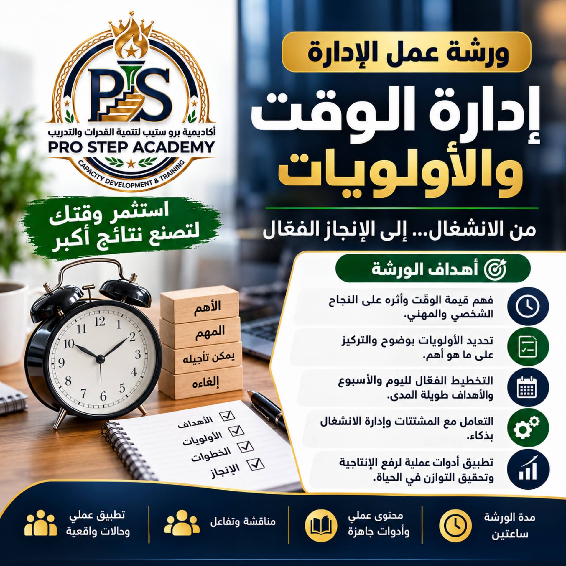 ورشة عمل الإدارة إدارة الوقت والأولويات