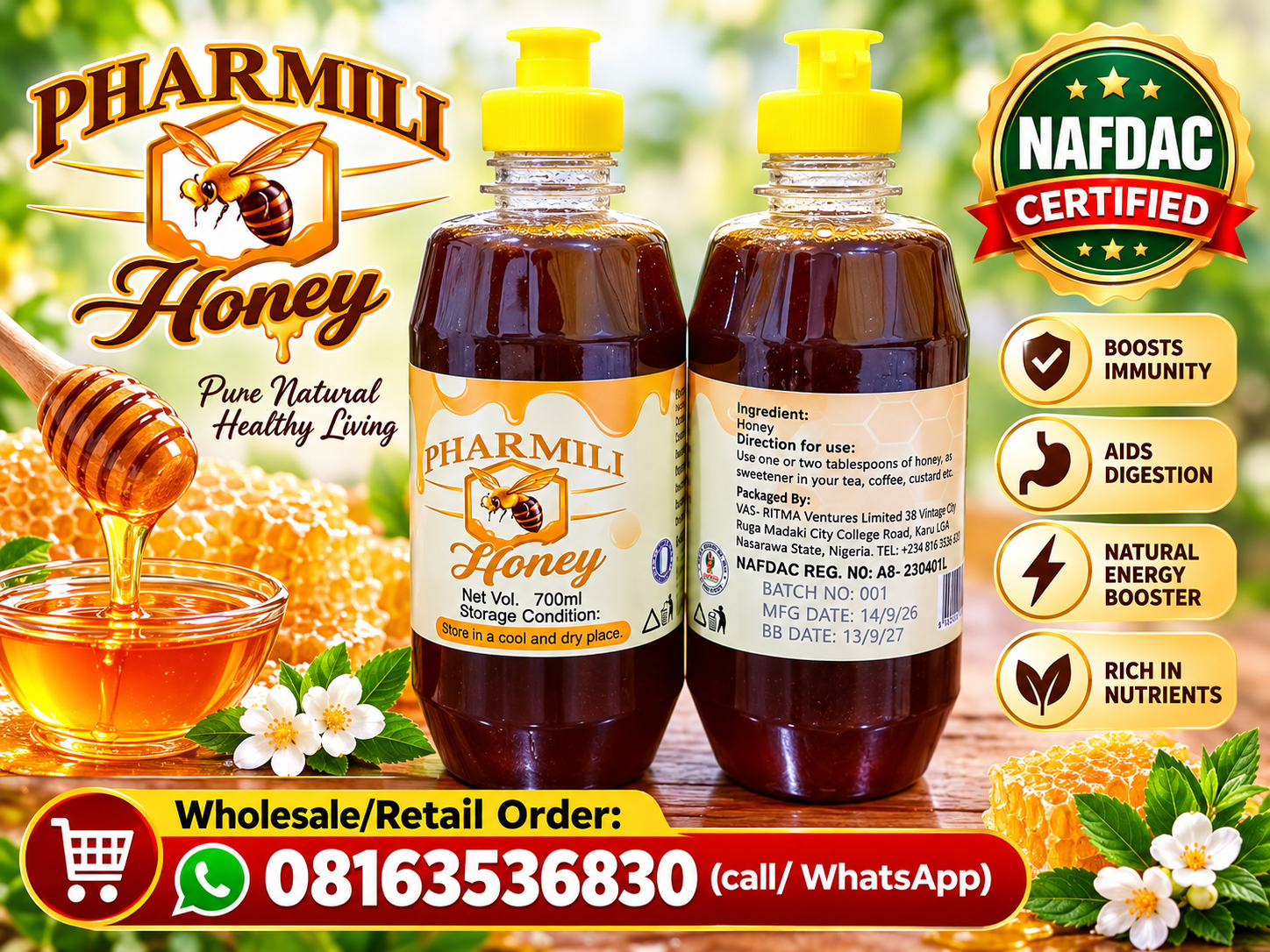 700ml pet bottle honey