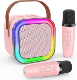 Portable K12 Karaoke Sound System with 2 Wireless Microphones