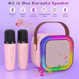 Portable K12 Karaoke Sound System with 2 Wireless Microphones