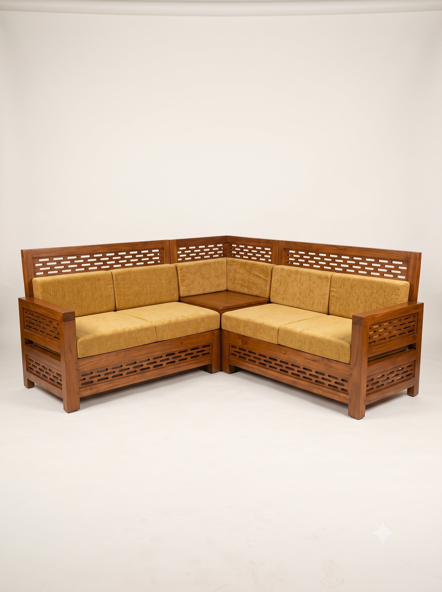 HERITAGE WOODEN L-SHAPED CORNER SOFA_0