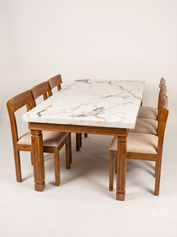 LUXURY MARBLE-TOP 6-SEATER DINING SET