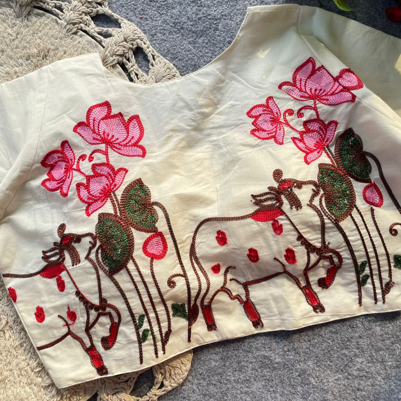 KHADI COTTON SHORT SLEEVE BLOUSE_1