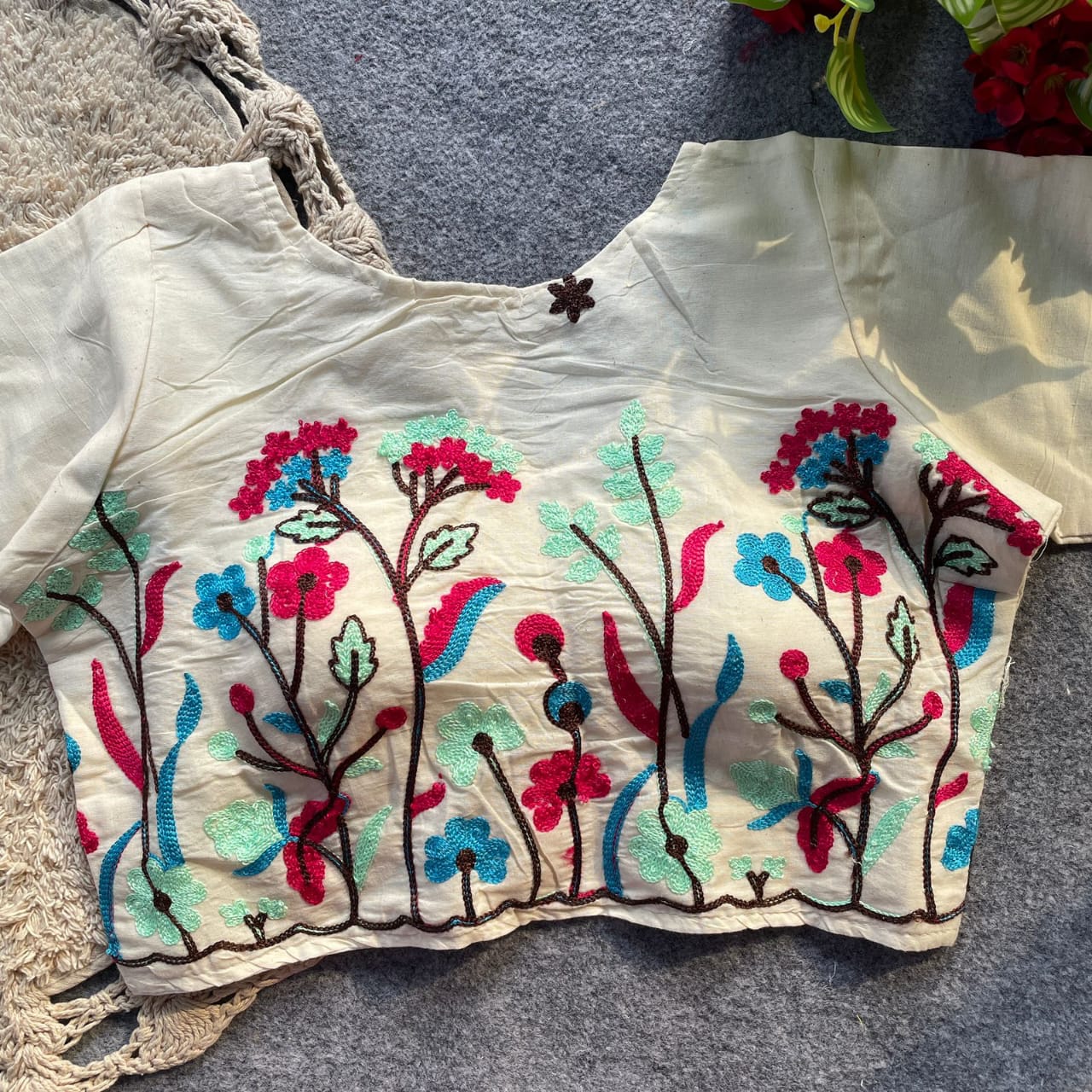KHADI COTTON SHORT SLEEVE BLOUSE_2