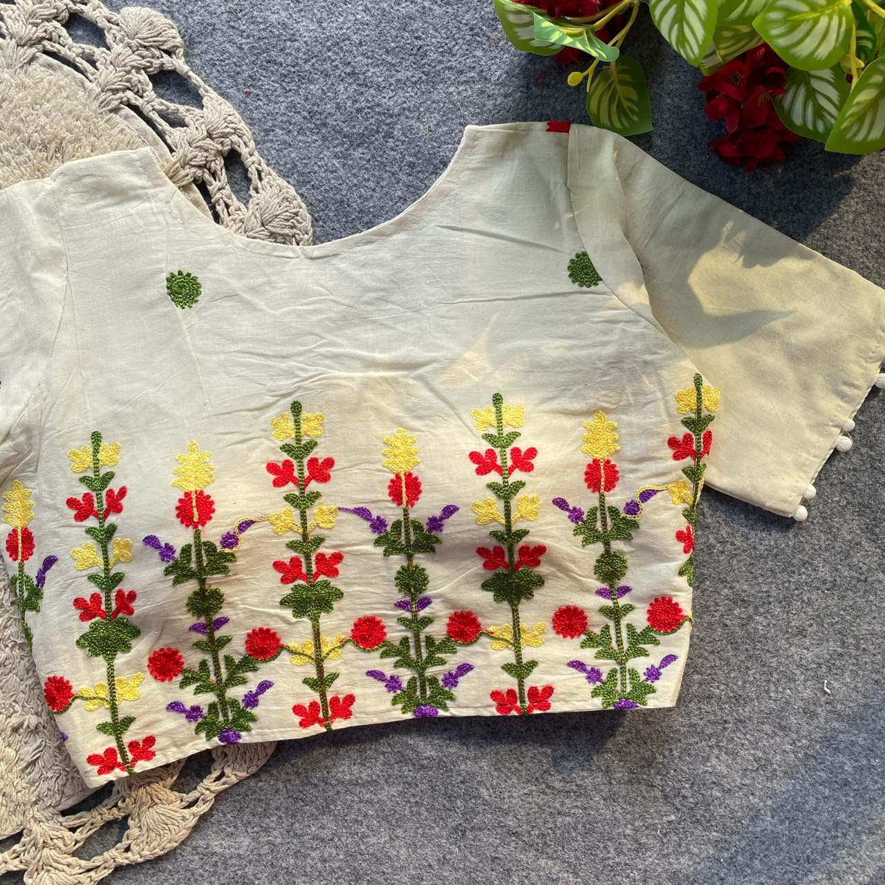 KHADI COTTON SHORT SLEEVE BLOUSE_3