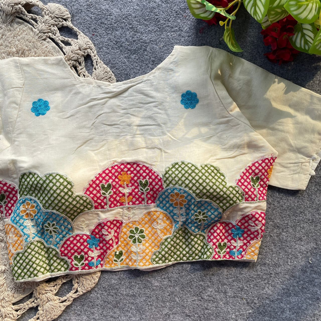 KHADI COTTON SHORT SLEEVE BLOUSE_4