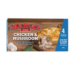 MAMA'S PIES CHICKEN & MUSHROOM 4'S  4 X 160G  Code: MMPCM-U <<< Econo Foods >>>