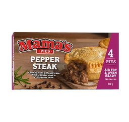 MAMA'S PIES PEPPER STEAK 4'S  4 X 160G  Code: MMPPS-U <<< Econo Foods >>>