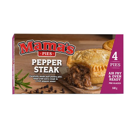 MAMA'S PIES PEPPER STEAK 4'S  4 X 160G  Code: MMPPS-U <<< Econo Foods >>>