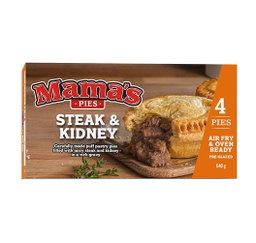MAMA'S PIES STEAK & KIDNEY 4'S  4 X 160G  Code: MMPSK-U <<< Econo Foods >>>