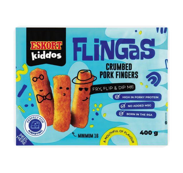 ESKORT FLINGAS CRUMBED FINGERS 400G Code: FRZ-ESKCFLING400U <<< Econo Foods >>>