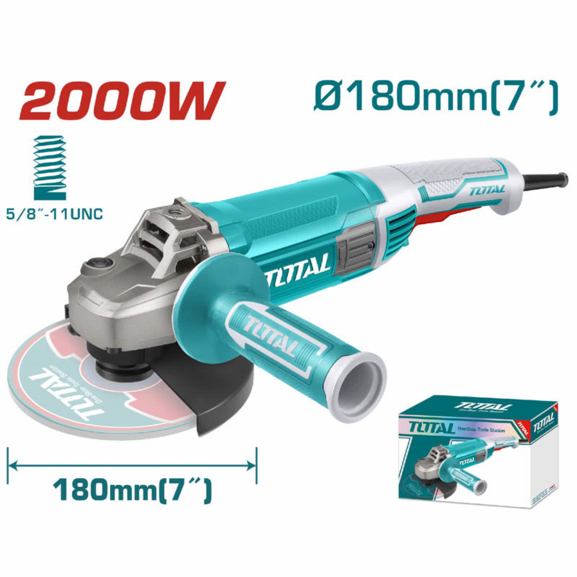 Esmeril Angular De 7" Total 110V-120V~50/60Hz 2000W. 5/8"-11 UNC, 8450/Min._0
