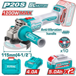 Flexible Esmeriladora Inalámbrica 4 1/2" 20V Potencia De Entrada: 1200W Incluye Discos, Batería, Cargador Y Estuche. Esmeril Angular
