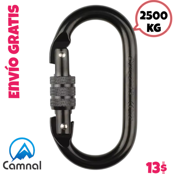 Mosquetón O 25kN Acero rosca Camnal