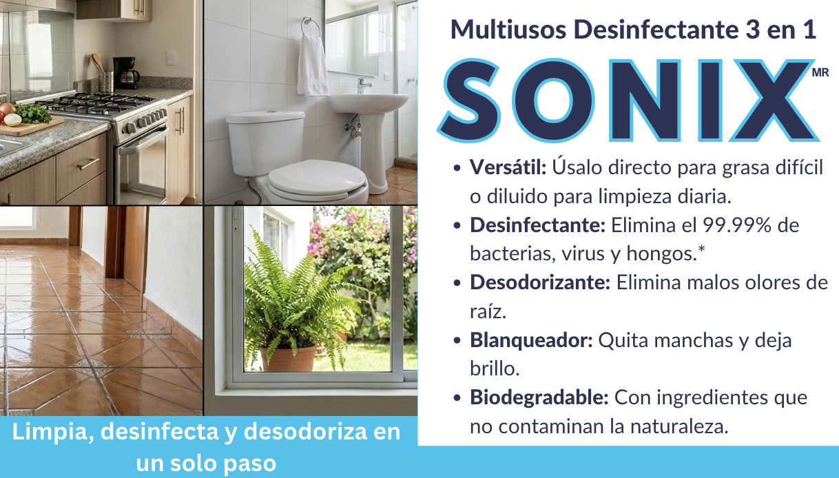 SONIX® - Multiusos Desinfectante 3 en 1.