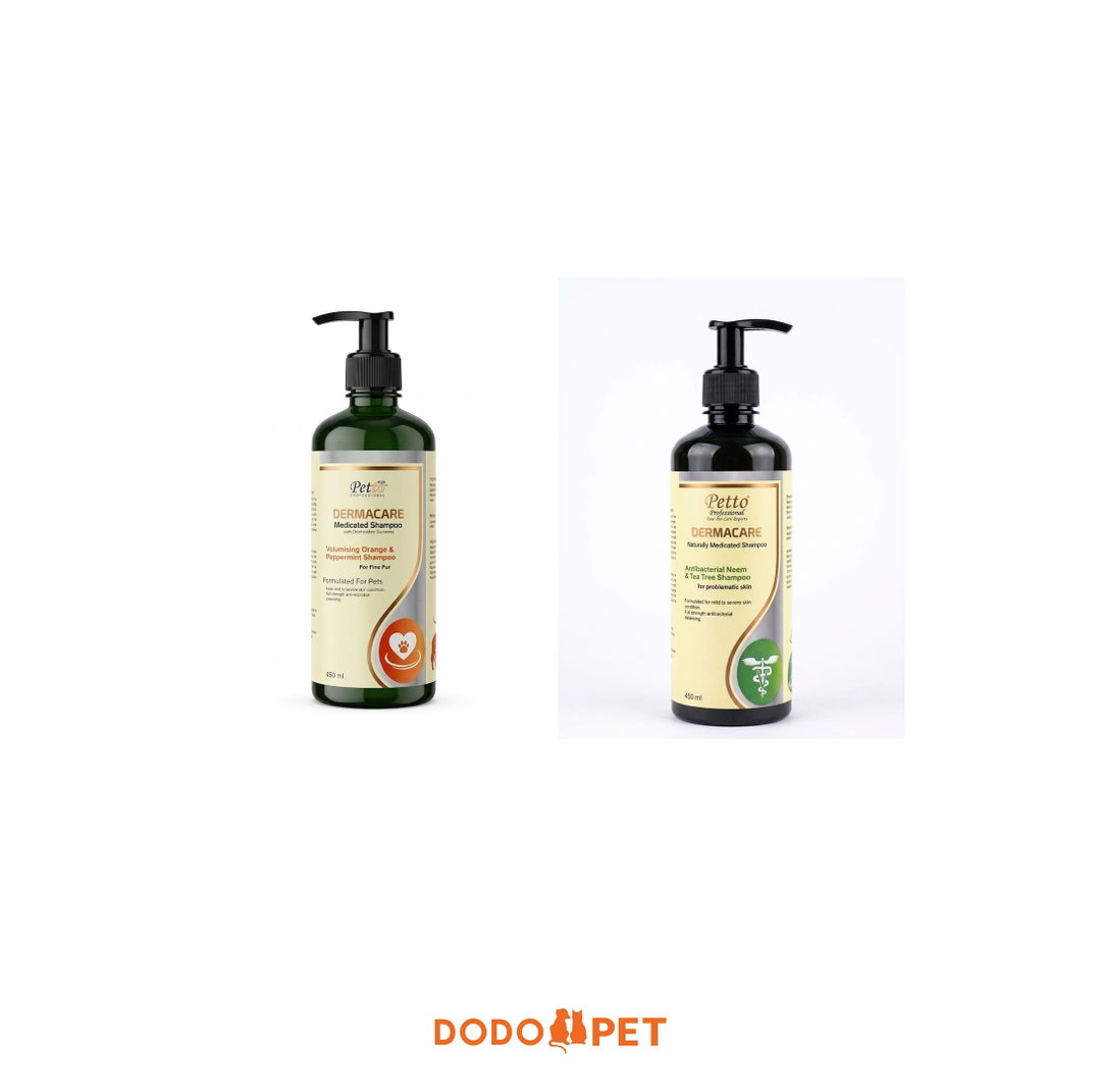 Petto Professional Dermacare Medicated Shampoo 450ml – Orange & Peppermint, Neem & Tea Tree