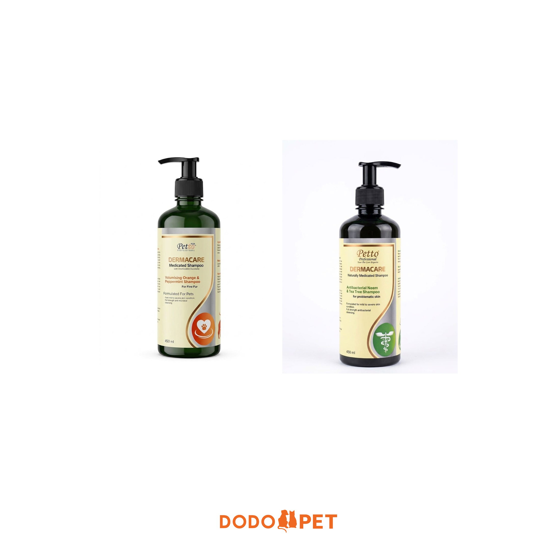 Petto Professional Dermacare Medicated Shampoo 450ml – Orange & Peppermint, Neem & Tea Tree