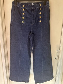 Mint Velvet Dark Indigo Button Front Tailored Jeans