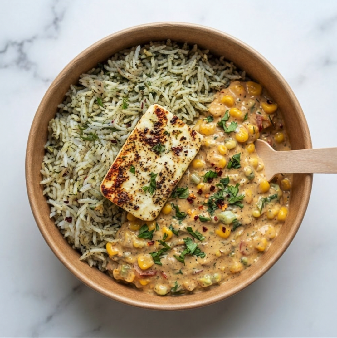 Corn Paneer Rice Bowl