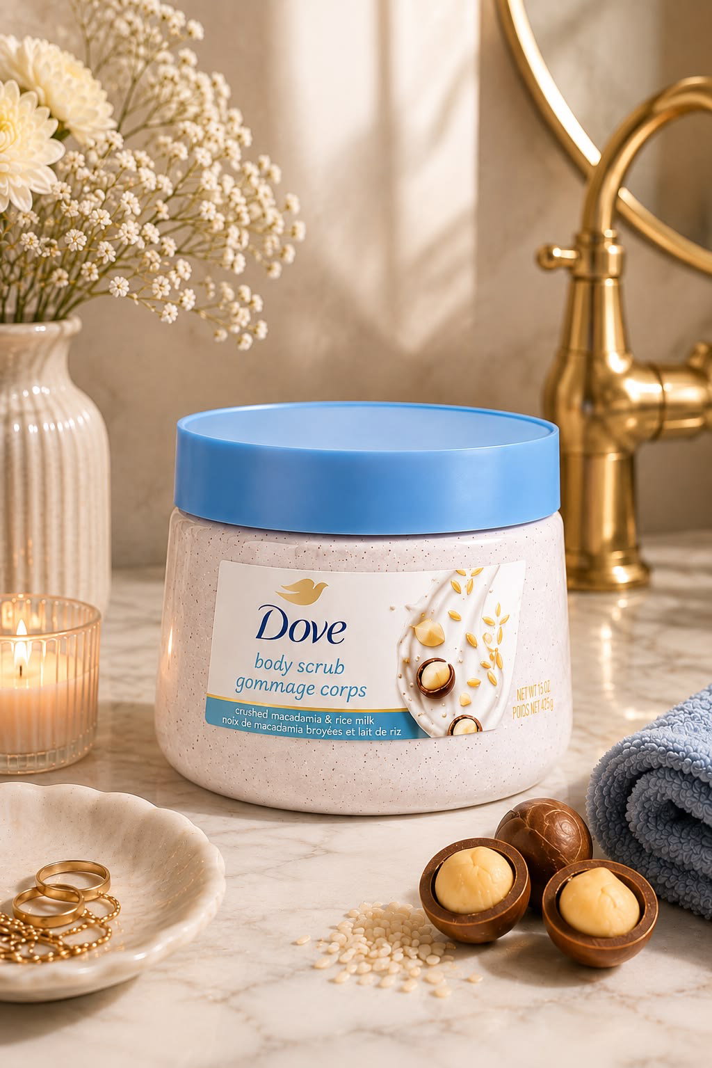 Dove Body Scrub – Crushed Macadamia & Rice Milk