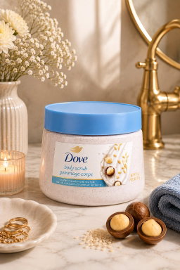 Dove Body Scrub – Crushed Macadamia & Rice Milk