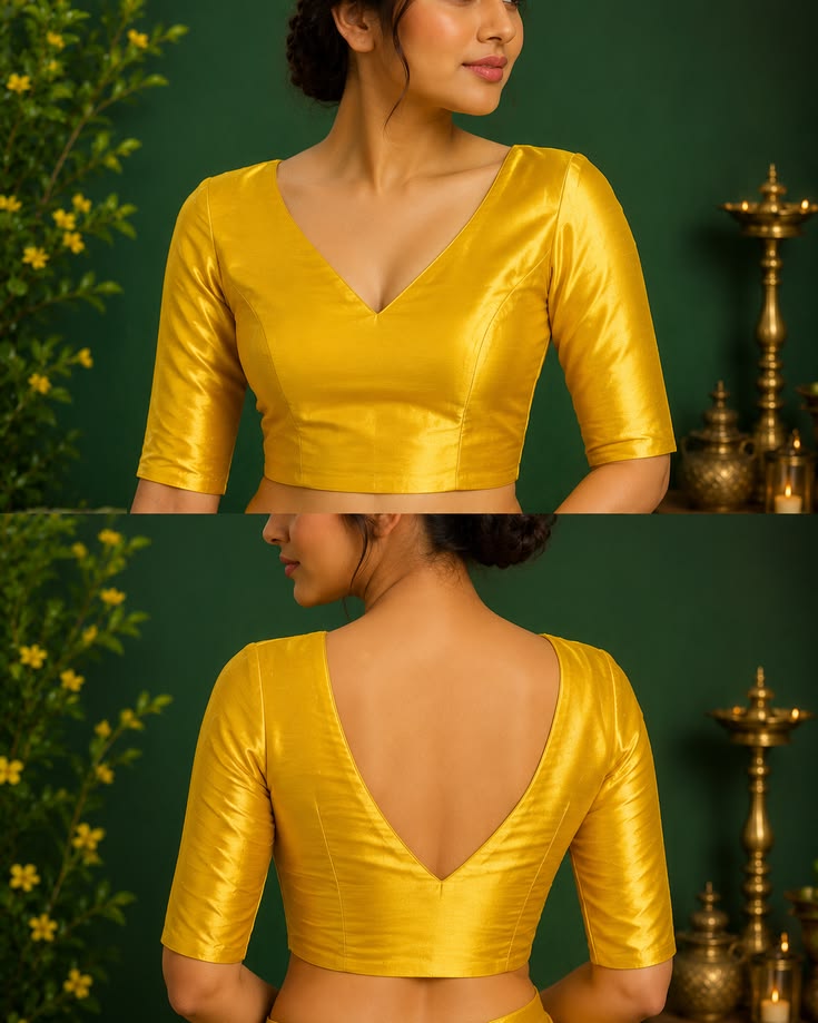 Deep V Neck Desing Blouse