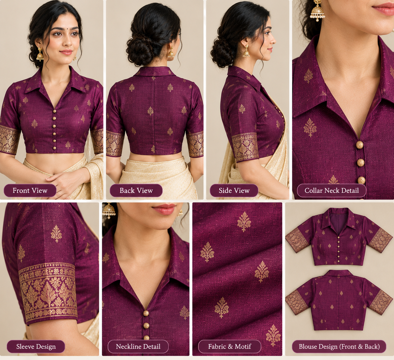 Collar Neck Design Blouse 