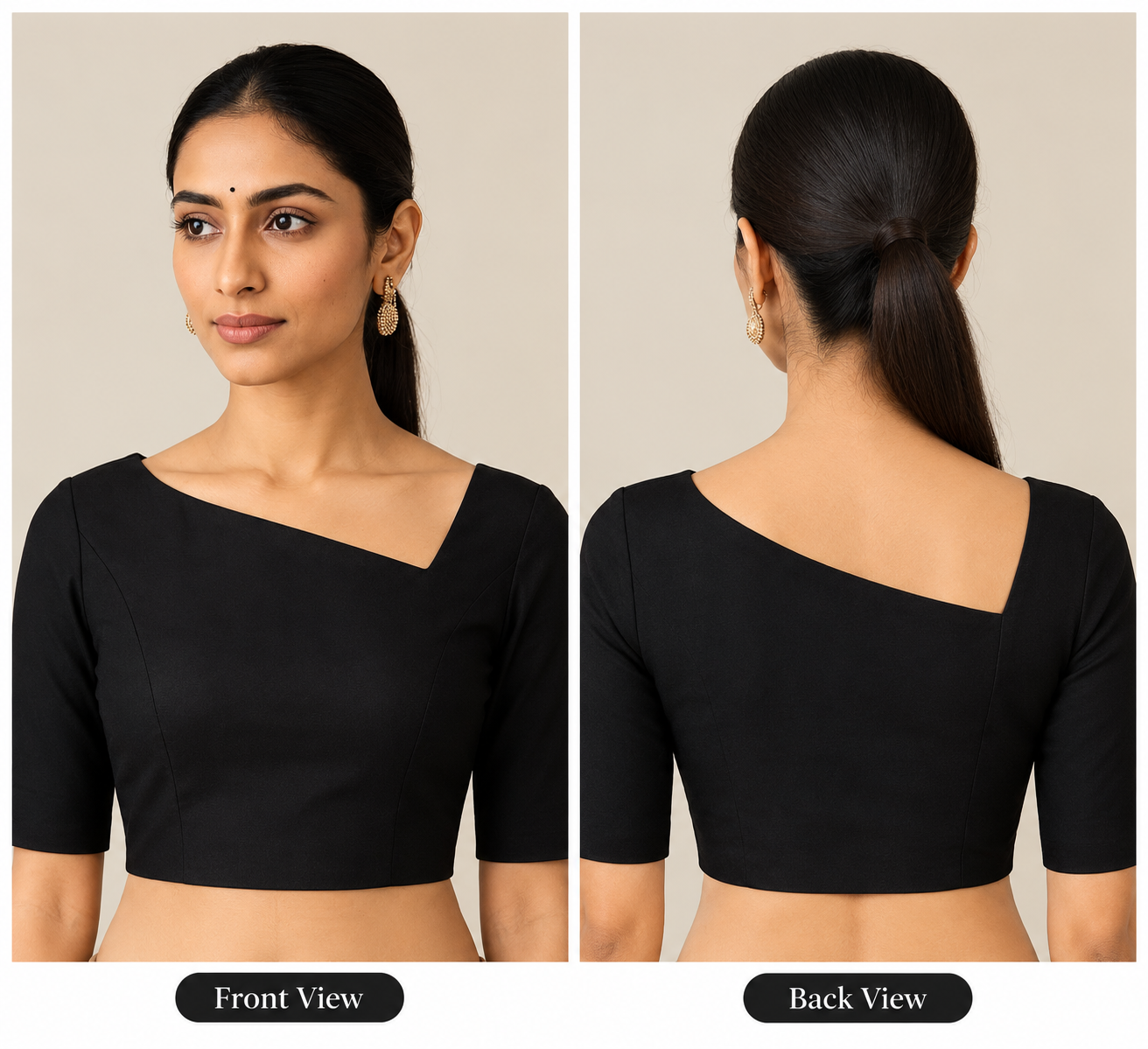 Asymmetric Neck Design Blouse
