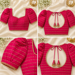 Puff Sleeve Keyhole Back Blouse