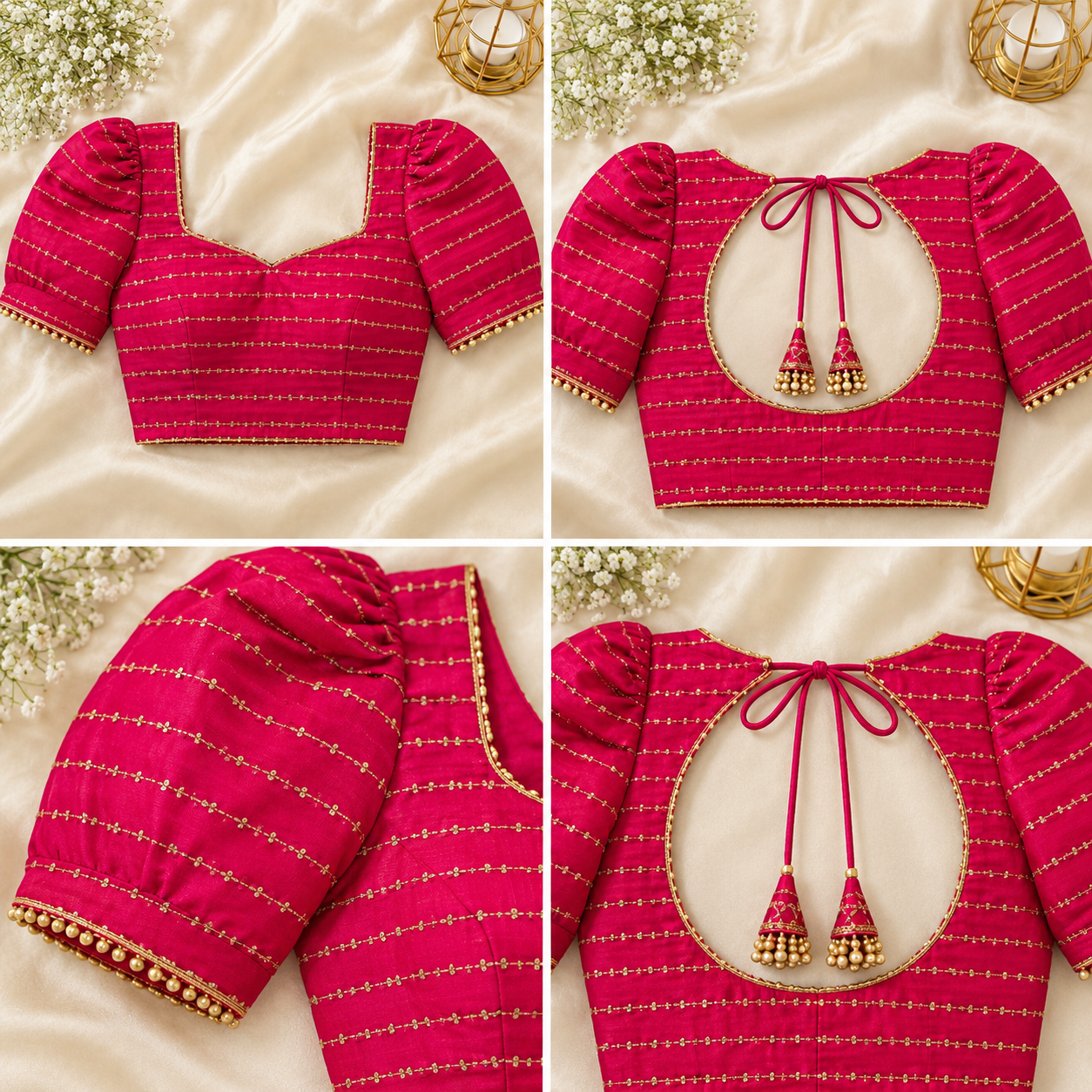 Puff Sleeve Keyhole Back Blouse