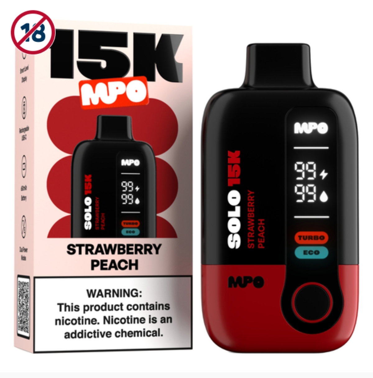 MPO Solo Strawberry Peach 15000 Puffs 35mg Disposable Vape