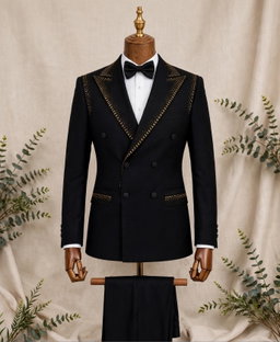 N&T Formal- Mens Y022 Gold two piece suit set