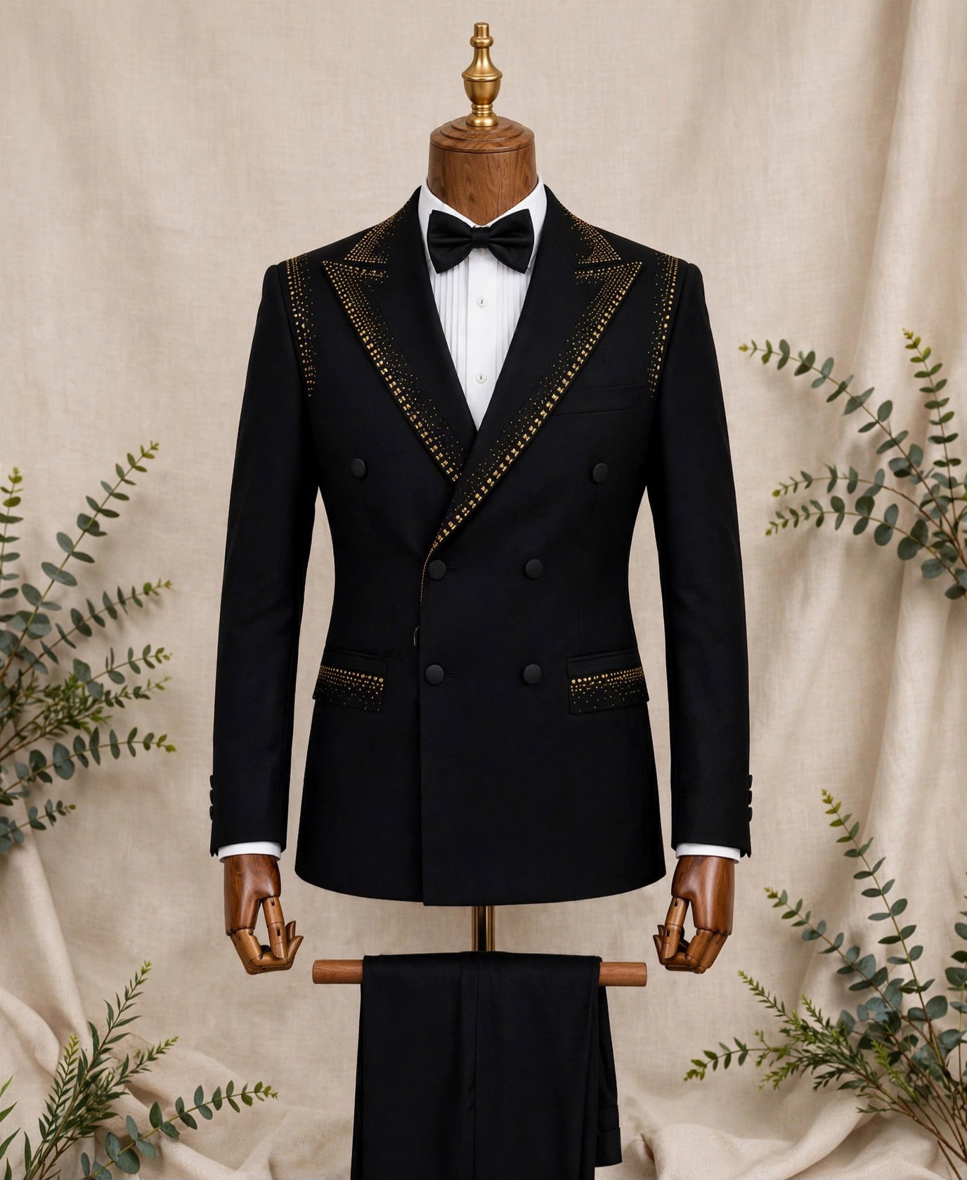 N&T Formal- Mens Y022 Gold two piece suit set