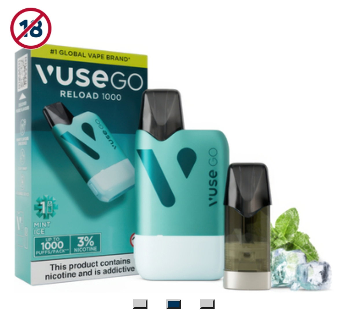 Vuse Go 1000 Puffs 3% Mint Ice Reload Kit_2