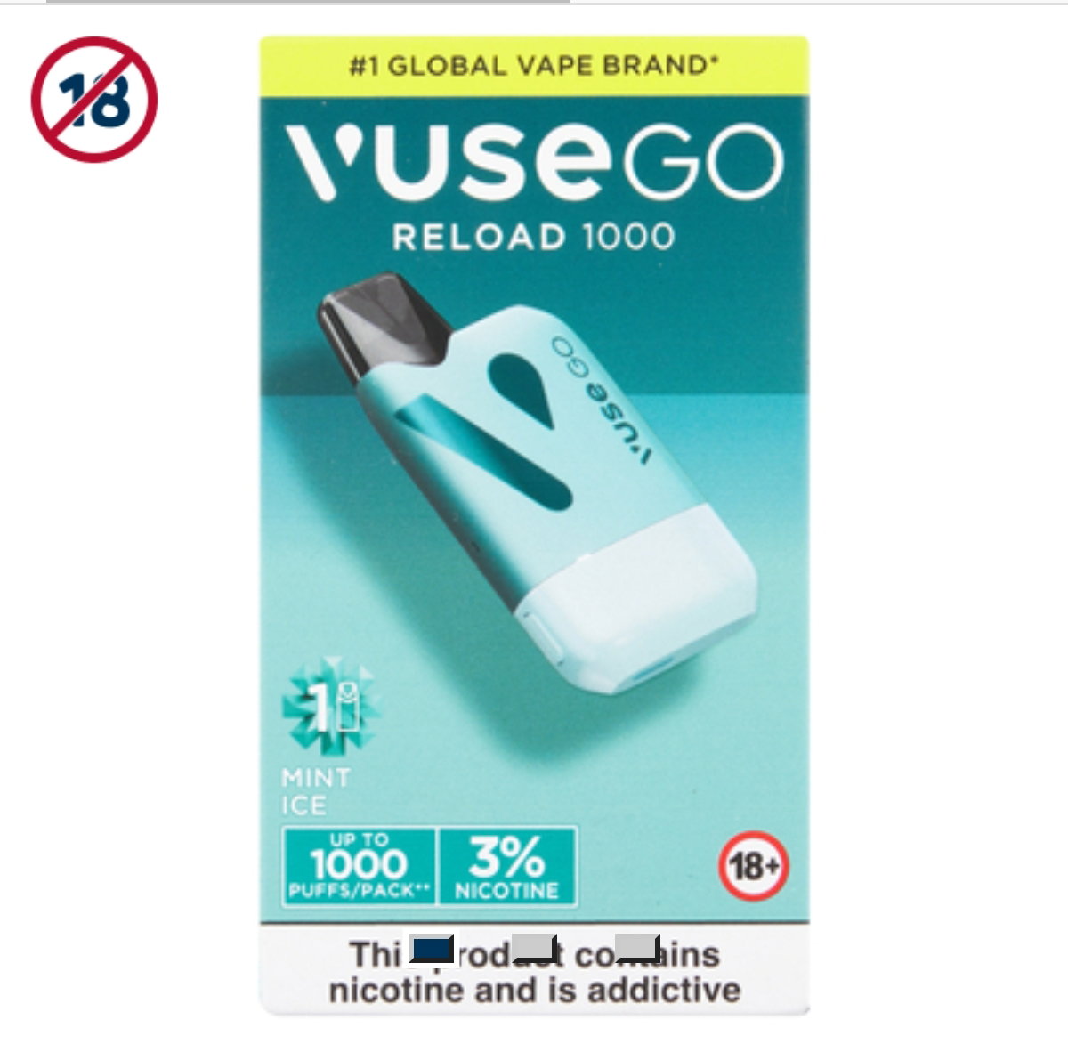 Vuse Go 1000 Puffs 3% Mint Ice Reload Kit