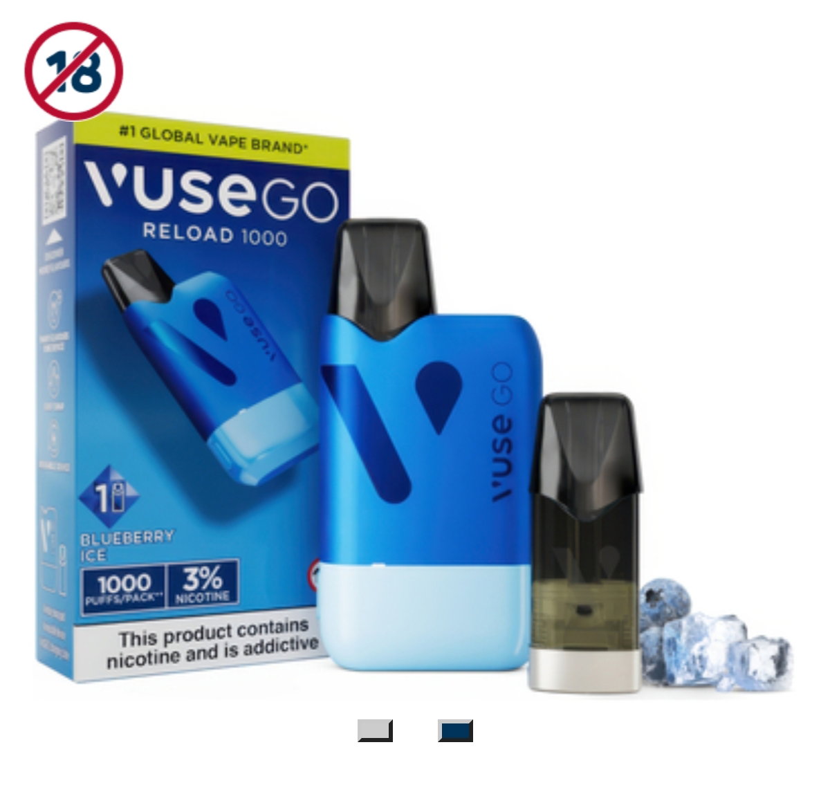 Vuse Go 1000 Puffs 3% Blueberry Ice Reload Kit _1