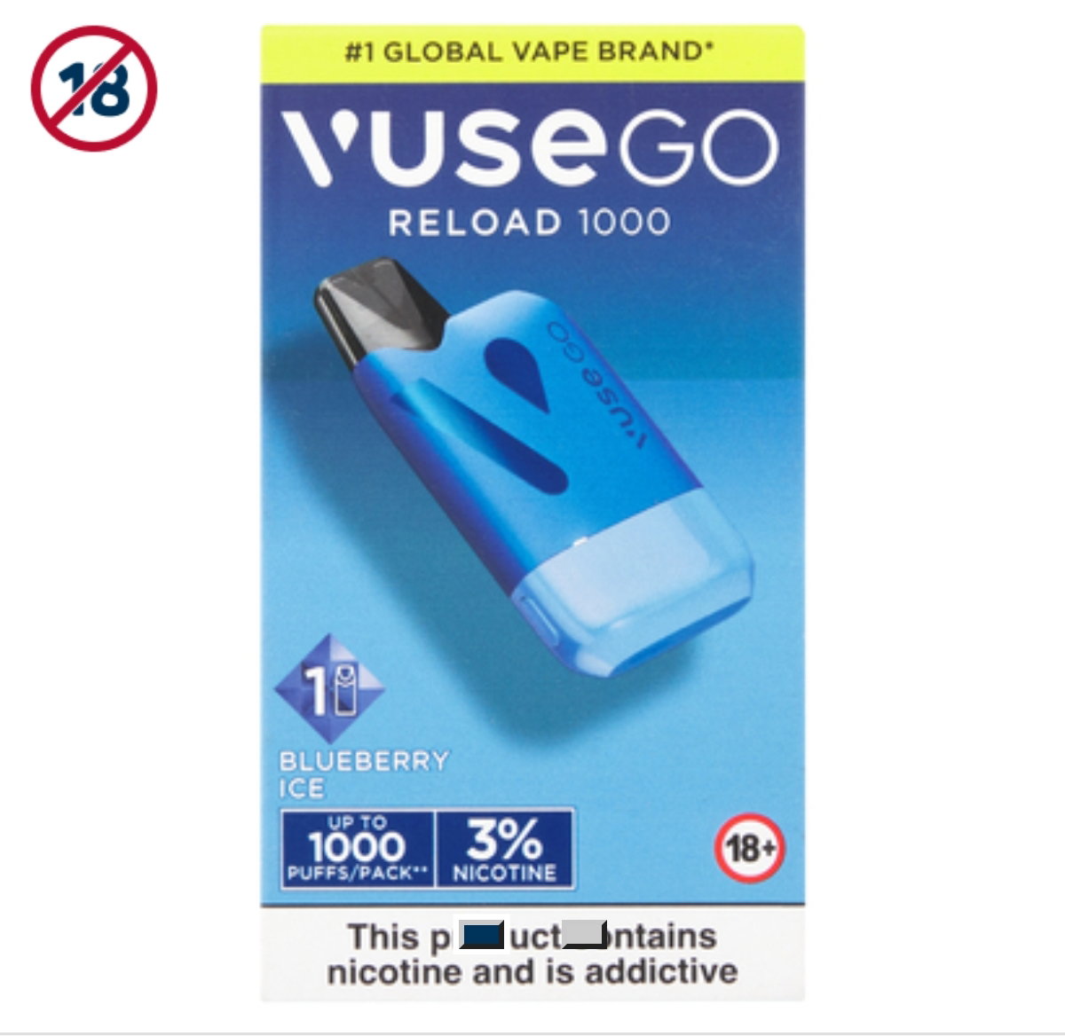 Vuse Go 1000 Puffs 3% Blueberry Ice Reload Kit