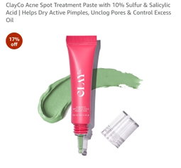 CLAYCO Acne Spot Treatment Paste with 10% Sulfur & Salicylic Acid | 15g