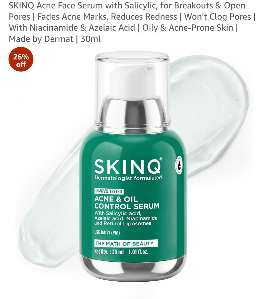 SKINQ Acne Face Serum with Salicylic | 30ml