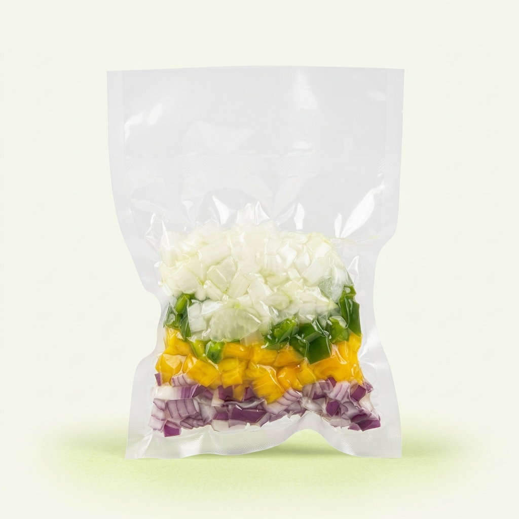 Mix de cebola branca, cebola roxa, pimento vermelho e pimentão amarelo