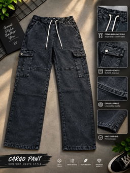 6 Pocket Cargo Denim Baggy Pant