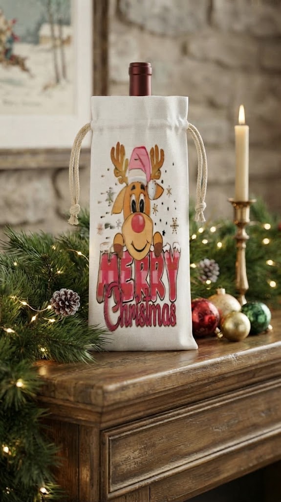 Sacchetto Portabottiglie e Regalo di Natale Personalizzato – Rendi Unico il Tuo Dono Festivo! 🎄🎁_0