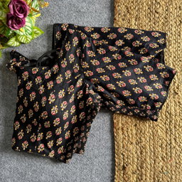 AJRAKH BALCK ELASTIC BLOUSE 