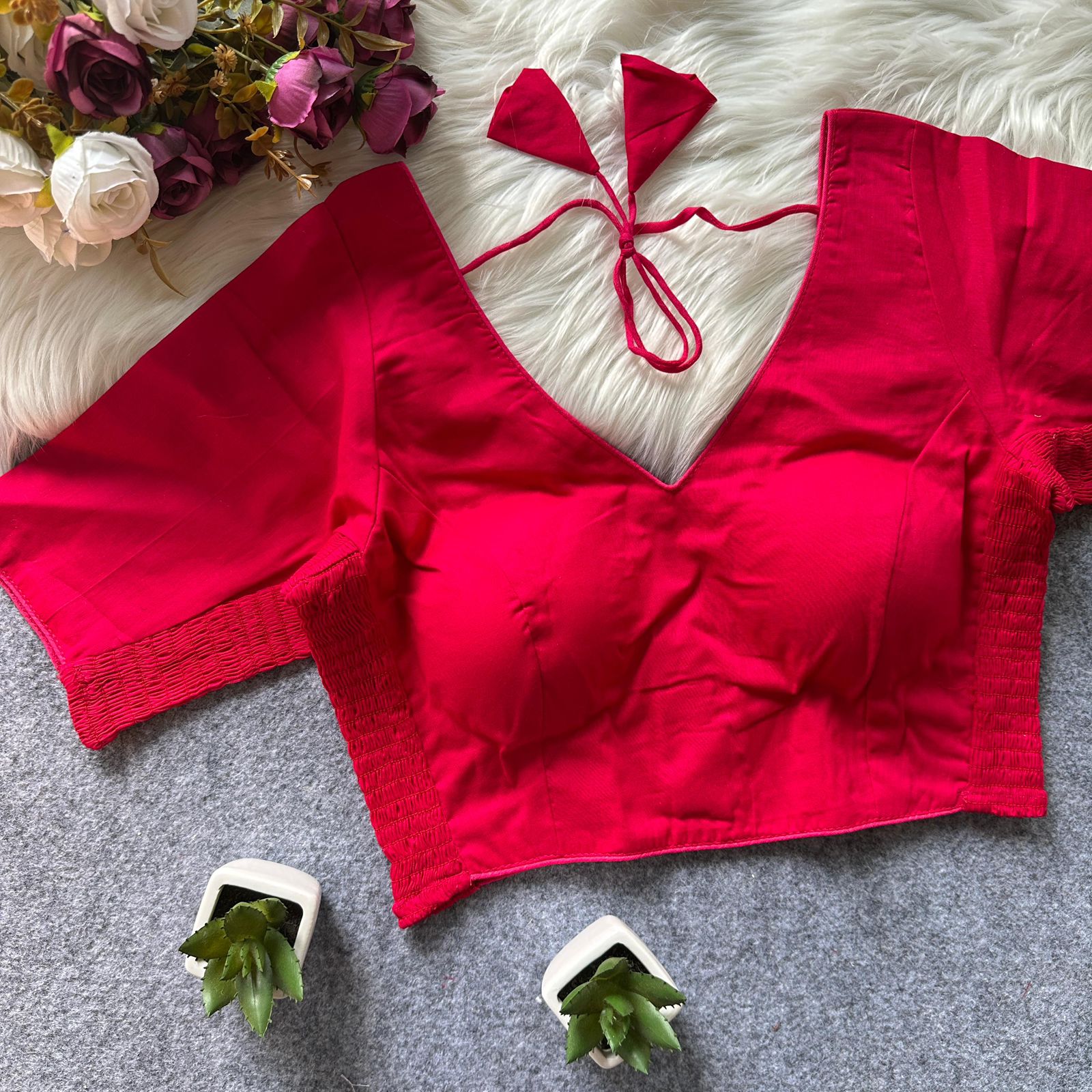PLAIN ELASTIC BLOUSE 