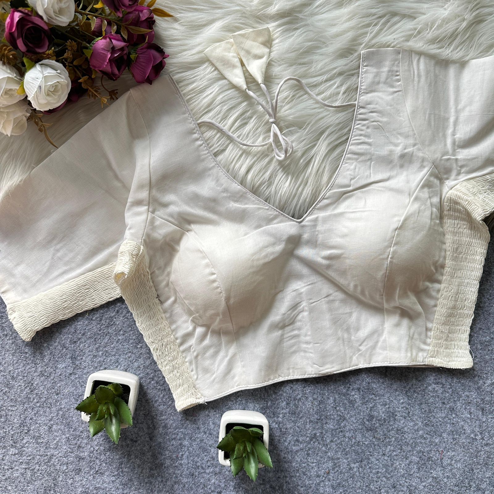 PLAIN ELASTIC BLOUSE _3