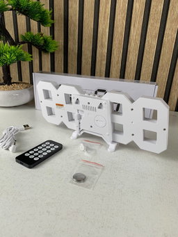 Horloge Murale numérique LED Blanche 3D GH0720L – ساعة رقمية تصميم ثلاثي الأبعاد