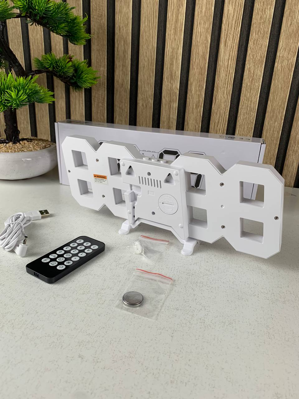 Horloge Murale numérique LED Blanche 3D GH0720L – ساعة رقمية تصميم ثلاثي الأبعاد_4